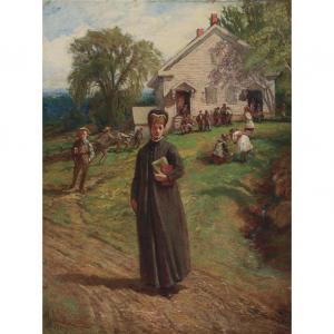 SANDHAM Henry John 1842-1910,Woman in Front of a School,1883,William Doyle US 2013-10-16