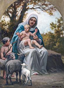 SANDOR Bela 1872-1951,Mary with the infant Jesus and Saint John the Bapt,Nagyhazi galeria 2018-05-28