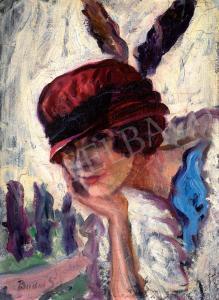 SANDOR Budai 1891-1973,Art-Deco Lady with Hat,1920,Kieselbach HU 2023-05-22