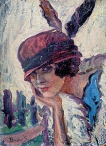 SANDOR Budai 1891-1973,Girl in a hat,Nagyhazi galeria HU 2018-03-06