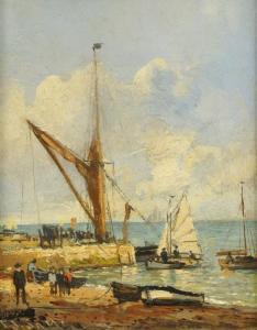 SANG Frederic Jacques 1846-1931,Boats within harbour walls,Rosebery's GB 2017-02-04