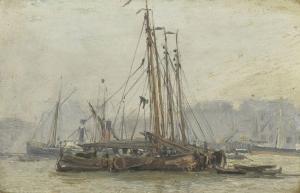 SANG Frederic Jacques 1846-1931,Ships in Dock,John Nicholson GB 2018-05-23