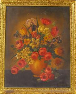 SANGER Henry L 1800-1800,Still Life with Tulips, Peonies, Irises, and Poppies,Skinner US 2012-07-18