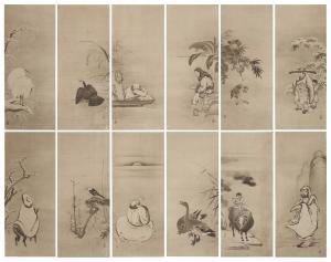 SANSETSU KANO 1589-1651,Hermits, Zen Priests, birds and animals,Christie's GB 2023-09-19