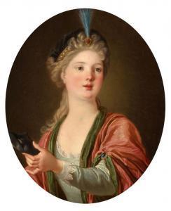 SANTERRE Jean Baptiste 1651-1717,Portrait d'une jeune actrice en Melpomène,Aguttes FR 2023-03-28