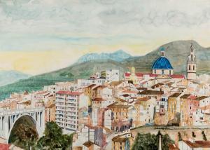 SANTONJA Mila 1927-2004,Vista de Alcoy,1988,Duran Subastas ES 2017-01-25