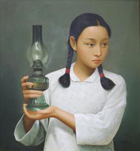 SANTOS,Untitled (Asian Girl with Lantern),Clars Auction Gallery US 2023-01-13