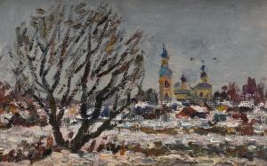 SAPLIN VIKTOR ZOSIMOVICH 1937,Winter in a Suburb of Moscow,1991,Shapiro Auctions US 2019-01-26