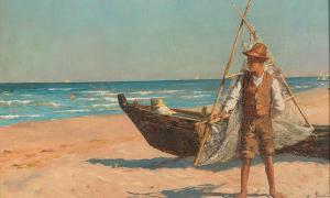 SAPORETTI Edgardo 1865-1909,Young Fisherman on the Beach,Palais Dorotheum AT 2021-09-15