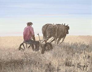 SAPP Allen 1929-2015,Cutting Hay at Sweetgrass Reserve,1976,Levis CA 2024-04-21