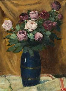 SAPUNOV Nikolai Nikolaievich 1880-1912,FLORAL STILL LIFE WITH ROSES,Hampel DE 2020-04-02