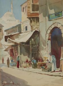 SARAPHANOFF Nicolai 1900-1930,Street in Instanbul,1927,Rosebery's GB 2023-06-06