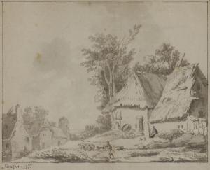 SARAZIN Jean Philippe 1736-1795,Vue de village,1777,Ader FR 2020-02-27
