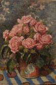 SARAZIN Regnault 1886-1943,A still life of pink roses in a vase on a table,Dickins GB 2008-09-20