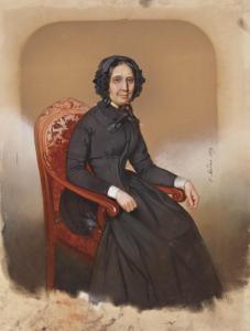 SARDOU Honoré Charles 1806-1872,Portrait de femme assise à la robe noire,1849,Christie's 2012-04-04