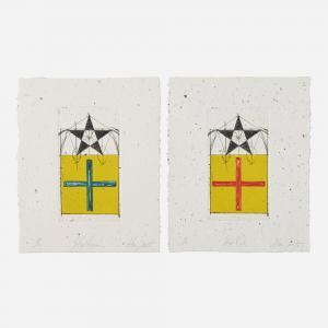 SARET Alan 1944,Star Green; Star Red,1981-1983,Los Angeles Modern Auctions US 2024-01-10