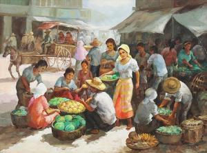 SARMIENTO EDGARDO 1940,Market Scene,Leon Gallery PH 2018-07-27