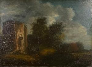 SARRAZIN Jean Baptiste 1700-1800,Paysage avec tour en rui,Saint Germain en Laye encheres-F. Laurent 2022-02-26