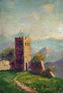 SARTI Federico 1900,Paesaggio montano con torre,Pirone Casa d'Aste IT 2017-04-10