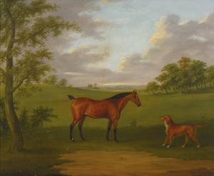 SARTORIUS John Francis,A HUNTER AND A RETRIEVER IN AN EXTENSIVE WOODED LA,1827,Sotheby's 2014-10-22