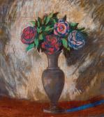 SASSY Attila 1880-1967,Blue Vase with Roses,Kieselbach HU 2015-12-21