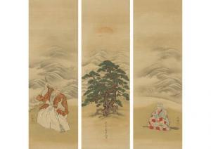 SATAKE Eikai 1803-1874,Takasago (3 scrolls),Mainichi Auction JP 2018-11-16