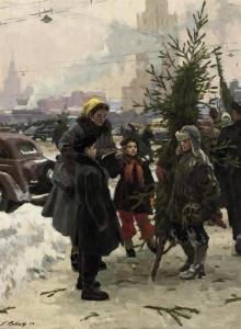 SATEL Georgi Eduardovich 1917,Buying a Christmas Tree, Moscow,1957,Christie's GB 2010-05-19