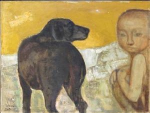 SATO Shinichi 1915-1982,Dog and boy,Bonhams GB 2011-03-14