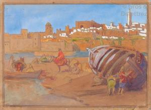 SATRIANO De Conda 1800-1800,Barques au pied des rempart, Rabat,1915,Gros-Delettrez FR 2018-11-28