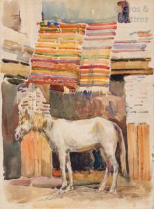 SATRIANO De Conda 1800-1800,Cheval blanc dans le souk de Fez,Gros-Delettrez FR 2018-11-28