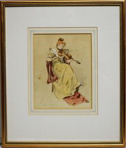 SAUBER Robert 1868-1936,Portrait of a lady playing the violin,Anderson & Garland GB 2022-06-09