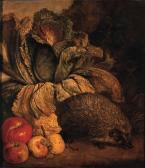 SAUERLAND Philipp,A hedgehog, a cabbage and apples at the foot of a ,1736,Christie's 1998-11-09