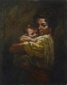 Saulog Simeon 1916-1995,Portrait of a mother and child,1952,John Moran Auctioneers US 2020-10-20