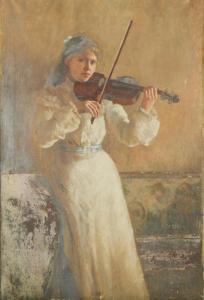SAUMAREZ Marion 1885-1978,Self-portrait of the artist with violin,Cheffins GB 2018-11-28