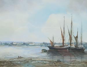 SAUNDERS Alfred W. 1908-1986,Barges on the Mud,1983,David Duggleby Limited GB 2021-05-01