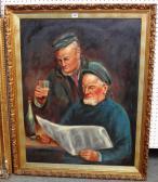 SAUNDERS Beatrice H 1918-1940,Fishermen reading the news,Bellmans Fine Art Auctioneers GB 2014-09-12