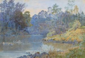 SAUNDERS Charles L. 1855-1915,River scene with fisherman,Peter Wilson GB 2021-04-15