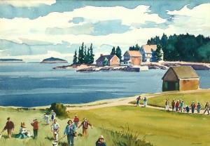 SAUNDERS F. Wenderoth 1901-1992,Muscongus Bay Scene with Butterfly Catchers,Burchard US 2020-02-23