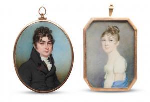 SAUNDERS George Lethbridge 1807-1863,Two Portrait Miniatures,Grogan & Co. US 2021-12-05