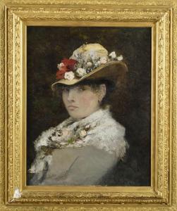 SAUNIER Octave Alfred 1842-1889,Femme au chapeau fleuri,Digard FR 2023-06-30