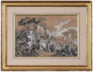 SAURFELT Léonard 1840-1880,A Troop of Actors in an Outdoor Theater,Brunk Auctions US 2022-11-11