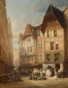 SAURFELT Léonard,Händler und Marktstände in den Straßen einer nordf,1877,Van Ham 2024-01-30