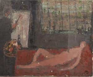 SAUSSAC Jean 1922-2005,Le peintre et son modèle,Damien Leclere FR 2019-05-24