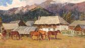 SAVELIEVICH SHAULOV Nikolai 1912,Horses in Kislovodsk, Stavropol Krai,Shapiro Auctions US 2009-11-22