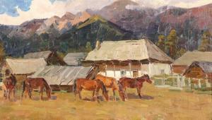 SAVELIEVICH SHAULOV Nikolai 1912,Horses in Kislovodsk, Stavropol Krai,Shapiro Auctions US 2009-11-22