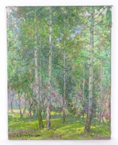 SAVELIEVITCH BEREUTA Communa 1926,A woodland in Spring, depicting tre,1988,Claydon Auctioneers 2022-12-30