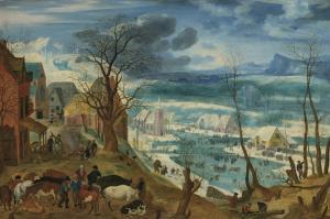 SAVERY Jacob I 1545-1602,A winter landscape with peasants and cattle by a f,Christie's GB 2022-12-08