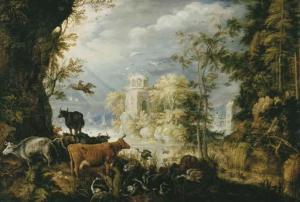 SAVERY Roelant 1576-1639,A wooded landscape with cows, birds and other anim,Christie's GB 2004-06-17