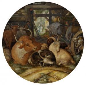 SAVERY Roelant 1576-1639,Farm animals in a stable with peasants and hay,Venduehuis NL 2023-11-14
