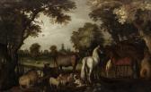 SAVERY Roelant 1576-1639,Horses, cattle, sheep and goats beneath trees in t,1634,Bonhams 2014-07-09